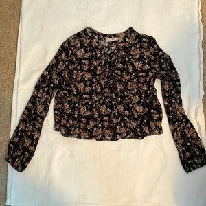 Black tan floral crop top.